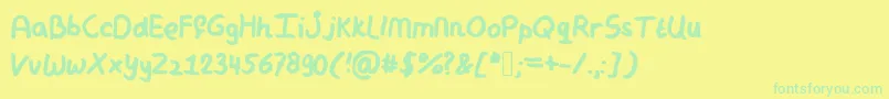 フォントMymessyhandwriting – 黄色い背景に緑の文字