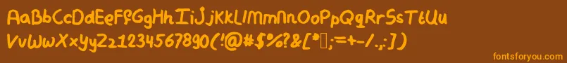 Mymessyhandwriting Font – Orange Fonts on Brown Background