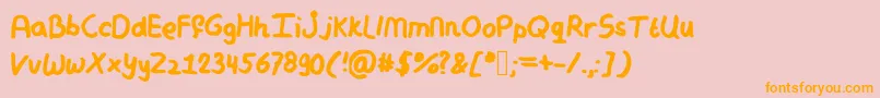 Fonte Mymessyhandwriting – fontes laranjas em um fundo rosa