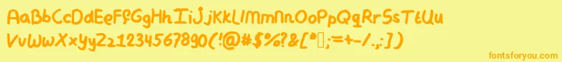 Mymessyhandwriting-Schriftart – Orangefarbene Schriften auf gelbem Hintergrund