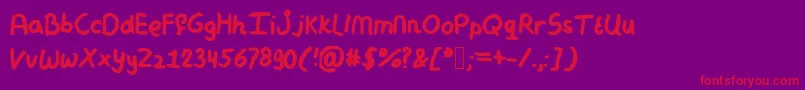 Mymessyhandwriting-Schriftart – Rote Schriften auf violettem Hintergrund