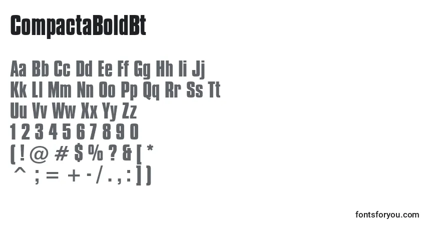 Czcionka CompactaBoldBt – alfabet, cyfry, specjalne znaki
