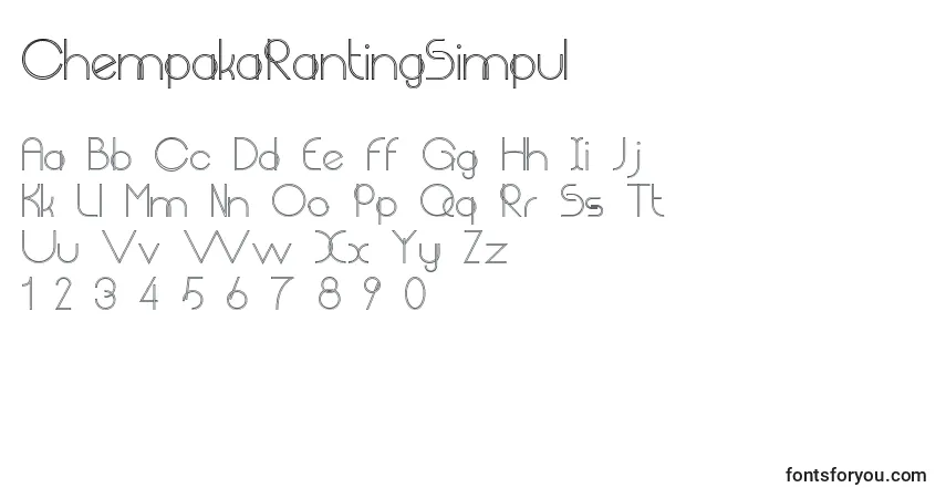 A fonte ChempakaRantingSimpul – alfabeto, números, caracteres especiais