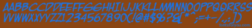 フォントEurocomicBold – 茶色の背景に青い文字