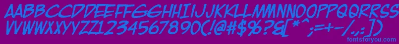 EurocomicBold-Schriftart – Blaue Schriften auf violettem Hintergrund