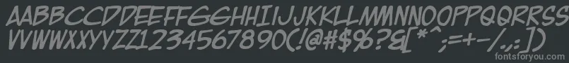 EurocomicBold-fontti – harmaat kirjasimet mustalla taustalla