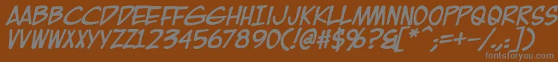 EurocomicBold-fontti – harmaat kirjasimet ruskealla taustalla