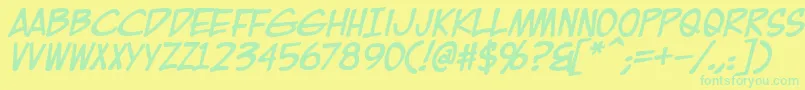 EurocomicBold Font – Green Fonts on Yellow Background