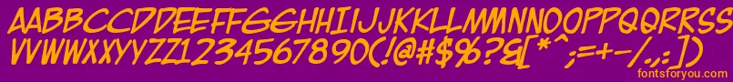 フォントEurocomicBold – 紫色の背景にオレンジのフォント