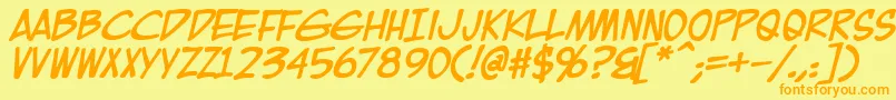 EurocomicBold-Schriftart – Orangefarbene Schriften auf gelbem Hintergrund