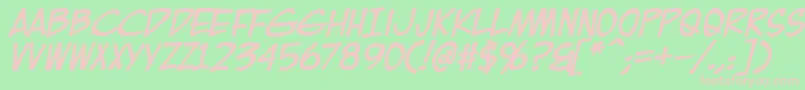 EurocomicBold-fontti – vaaleanpunaiset fontit vihreällä taustalla
