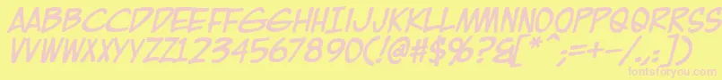 EurocomicBold-fontti – vaaleanpunaiset fontit keltaisella taustalla