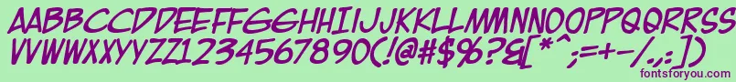 フォントEurocomicBold – 緑の背景に紫のフォント