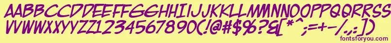 EurocomicBold-Schriftart – Violette Schriften auf gelbem Hintergrund