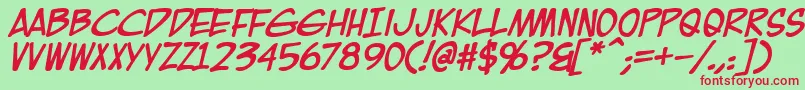 EurocomicBold-Schriftart – Rote Schriften auf grünem Hintergrund