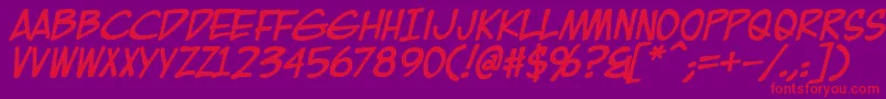フォントEurocomicBold – 紫の背景に赤い文字