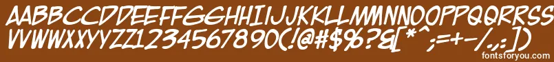 Fonte EurocomicBold – fontes brancas em um fundo marrom