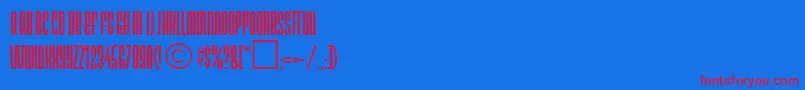 Czcionka NeotypeRegularDb – czerwone czcionki na niebieskim tle