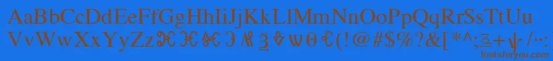 フォントOldChurchSlavonicGla – 茶色の文字が青い背景にあります。