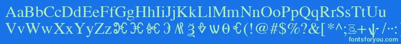 OldChurchSlavonicGla Font – Green Fonts on Blue Background