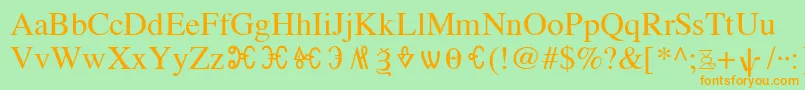 OldChurchSlavonicGla-Schriftart – Orangefarbene Schriften auf grünem Hintergrund