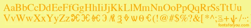 OldChurchSlavonicGla Font – Orange Fonts on Yellow Background