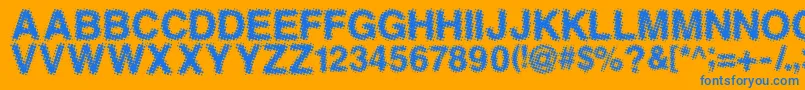 Antfgc-Schriftart – Blaue Schriften auf orangefarbenem Hintergrund