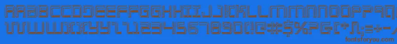 フォントElecday3D – 茶色の文字が青い背景にあります。