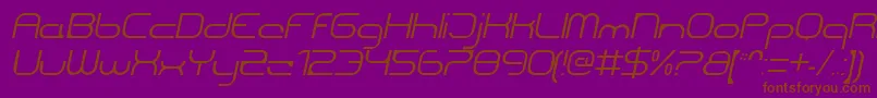 Fonte CentreforwardThinitalic – fontes marrons em um fundo roxo