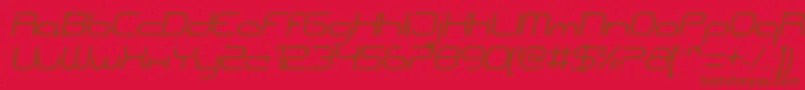 CentreforwardThinitalic-Schriftart – Braune Schriften auf rotem Hintergrund