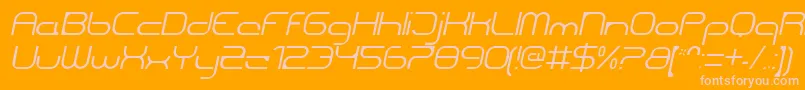 Fonte CentreforwardThinitalic – fontes rosa em um fundo laranja