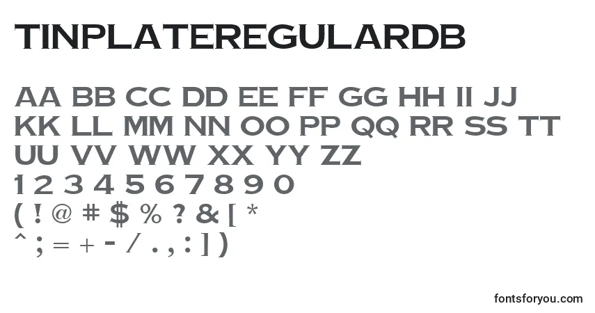 TinplateRegularDb Font – alphabet, numbers, special characters