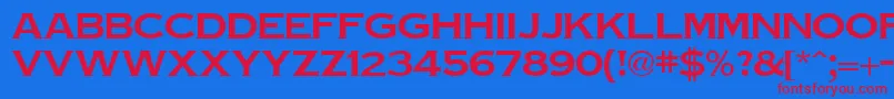 フォントTinplateRegularDb – 赤い文字の青い背景