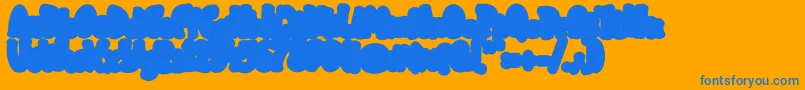 MisterFrogieEkstend-Schriftart – Blaue Schriften auf orangefarbenem Hintergrund