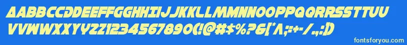 Hansolov3condital Font – Yellow Fonts on Blue Background