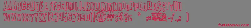 フォントK.P.DutyOvertimeJl – 赤い文字の灰色の背景