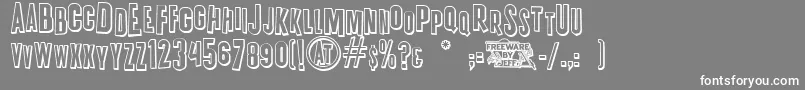 フォントK.P.DutyOvertimeJl – 灰色の背景に白い文字