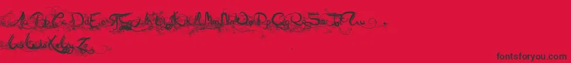 Fonte KavyaFantastic – fontes pretas em um fundo vermelho