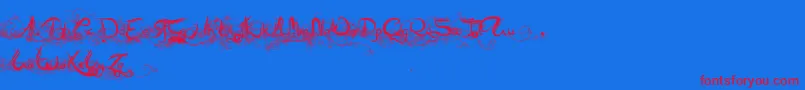 KavyaFantastic-Schriftart – Rote Schriften auf blauem Hintergrund