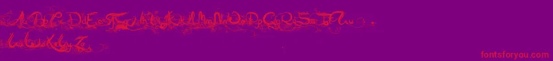 KavyaFantastic-Schriftart – Rote Schriften auf violettem Hintergrund