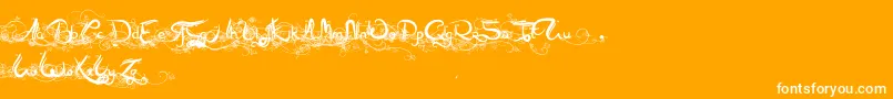 KavyaFantastic-Schriftart – Weiße Schriften auf orangefarbenem Hintergrund