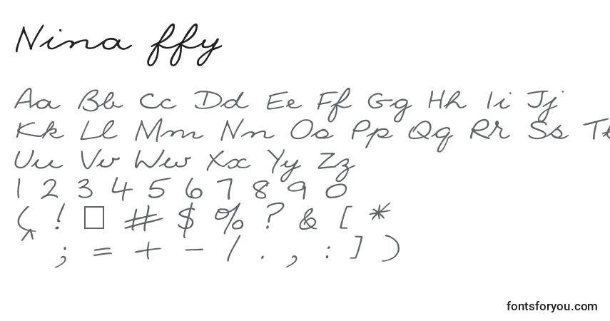 Schriftart Nina ffy – Alphabet, Zahlen, spezielle Symbole