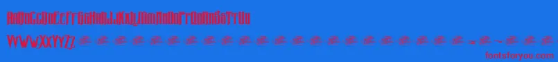 McfZelfis-Schriftart – Rote Schriften auf blauem Hintergrund