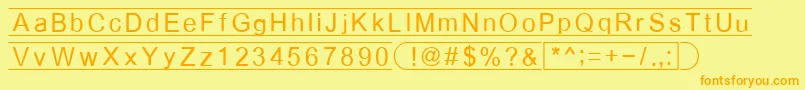 Fibox-Schriftart – Orangefarbene Schriften auf gelbem Hintergrund