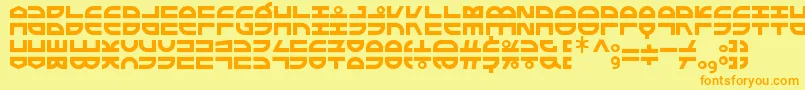 ExtraFontestrial-fontti – oranssit fontit keltaisella taustalla