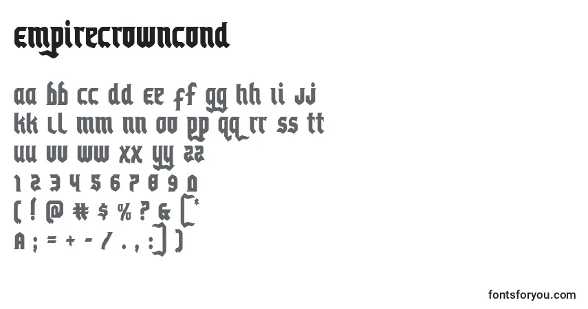 Empirecrowncondフォント–アルファベット、数字、特殊文字
