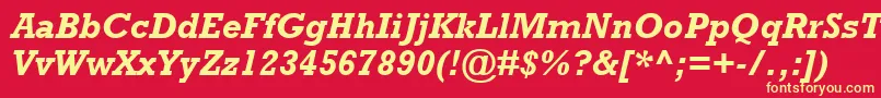 RockwellРџРѕР»СѓР¶РёСЂРЅС‹Р№РљСѓСЂСЃРёРІ-Schriftart – Gelbe Schriften auf rotem Hintergrund