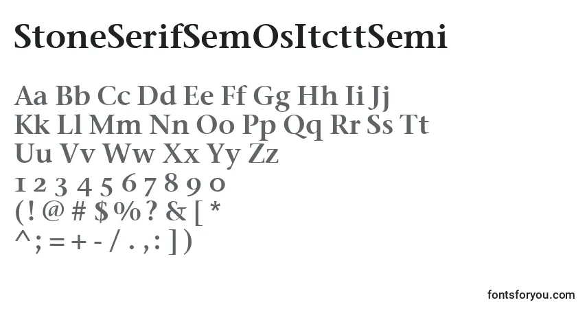 Czcionka StoneSerifSemOsItcttSemi – alfabet, cyfry, specjalne znaki