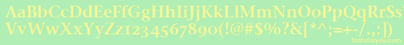 StoneSerifSemOsItcttSemi-fontti – keltaiset fontit vihreällä taustalla