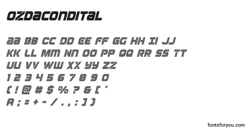 Ozdacondital Font – alphabet, numbers, special characters